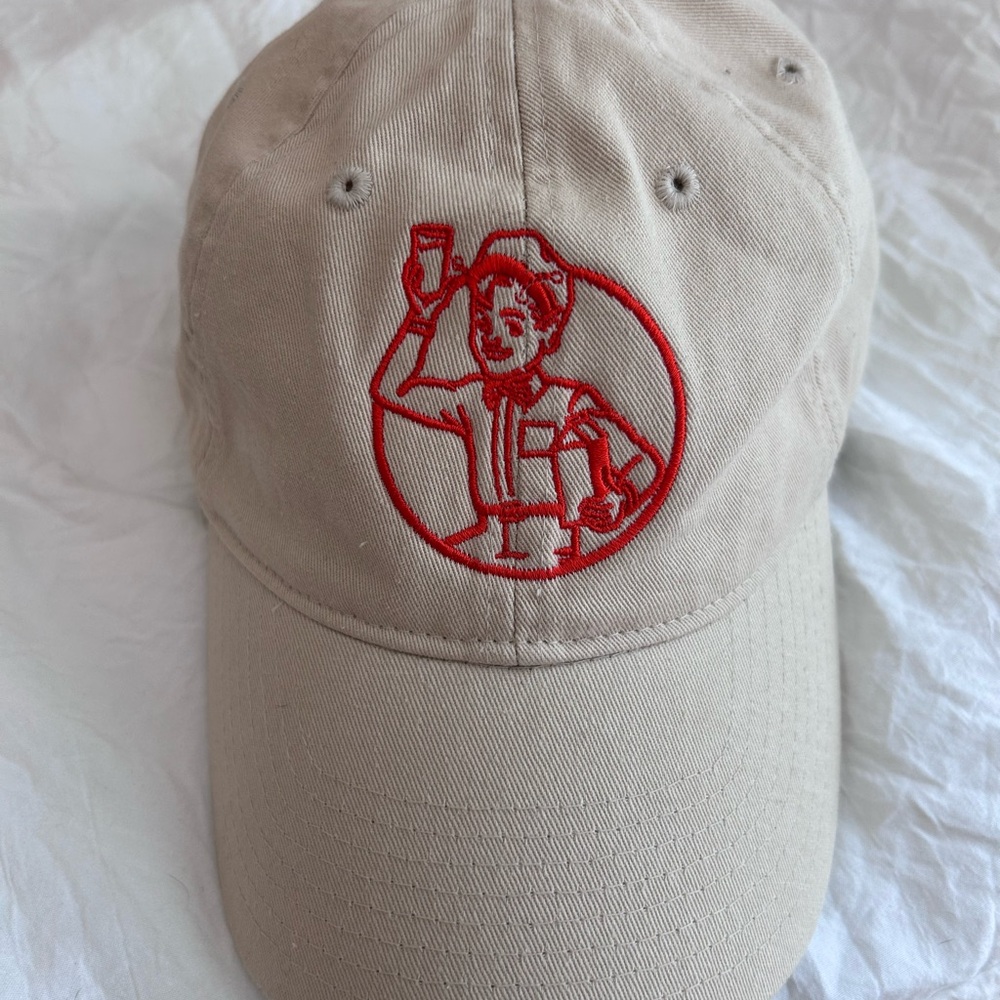 Pleasing AstroMilk Man Beige Cap with Red Embroidery